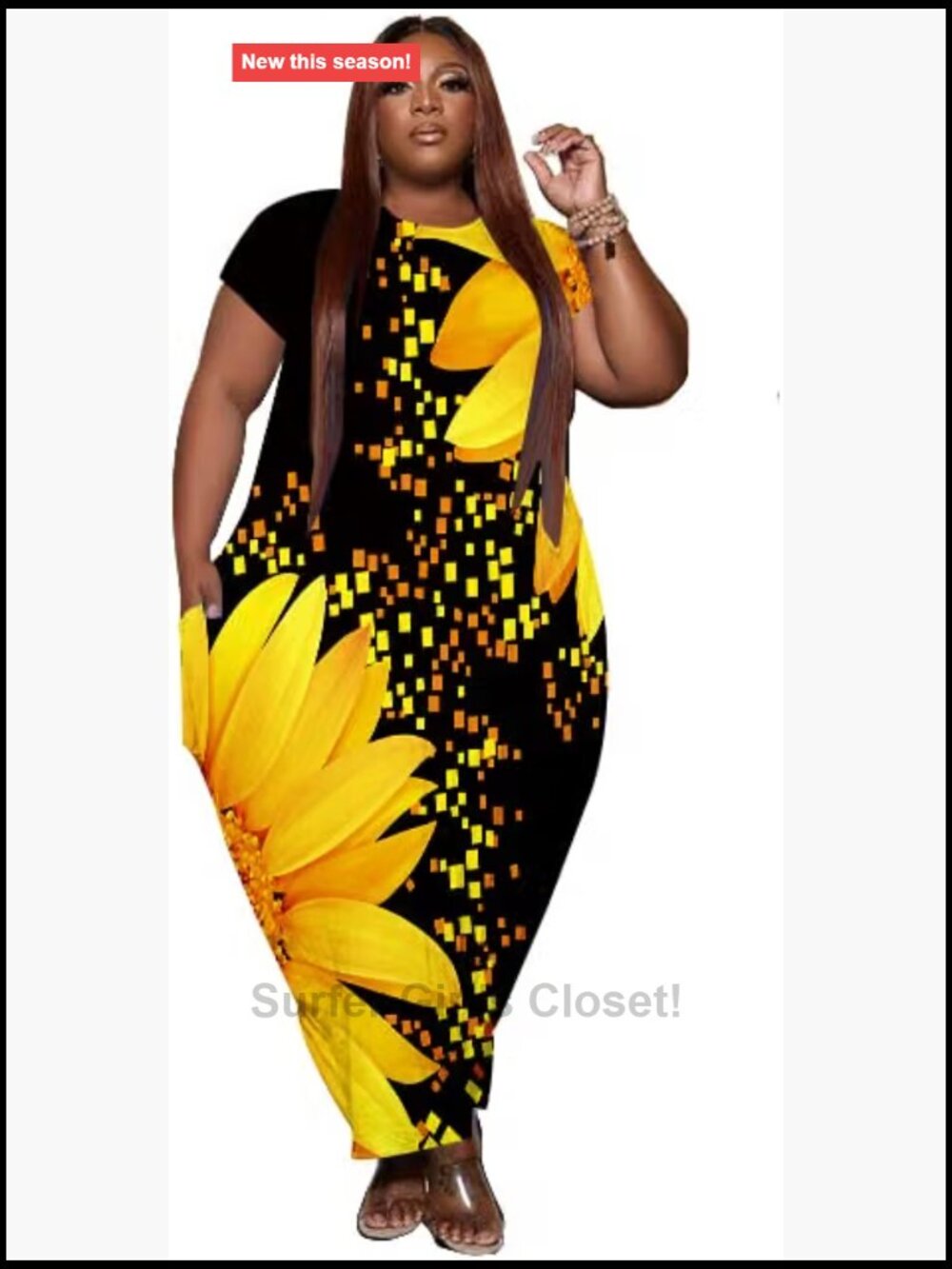 Plus Size Oversize Tshirt Maxi Dress Short Sleeve with Pockets